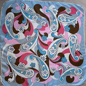 Vintage Hand Rolled Silk Scarf 30"x30"